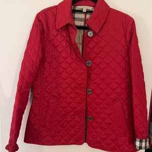 Burberry Brit Red Quilted Coat Size M Discontinued